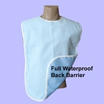 Blue Terry Cloth Adult Bib Full Vinyl Barrier