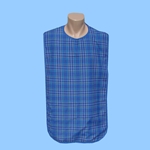 Adult Bib Poly Cotton Blue Plaid
