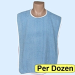 100% Blue Cotton Terry Cloth Adult Bibs (Per Dozen)