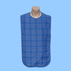 Adult Bib Poly Cotton Blue Plaid