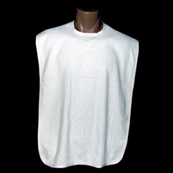 100% White Cotton Terry Cloth Adult Bibs (Per Dozen)