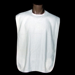 100% White Cotton Terry Cloth Adult Bibs (Per Dozen)