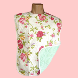 Blue Floral Print Women's Quilted Adult Bib