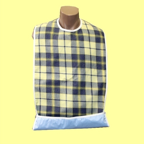 Adult Bib Snaps Crumb Catcher with Waterproof Back Barrier (each)