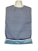Blue and White Adult Bib Snaps Crumb Catcher with Waterproof Back Barrier