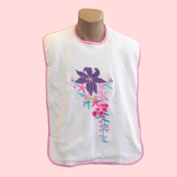 Pack of 3 White Terry Adult bibs with Floral Embroidery