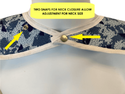 Close-up of adjustable two snap closure in the back