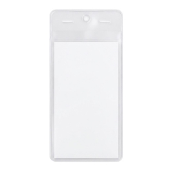 Clear vinyl sleeve back view. Used for tagging laundry bags.