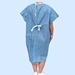 Economy Straight Tie Back Patient Gown Blue with White Flower Pattern