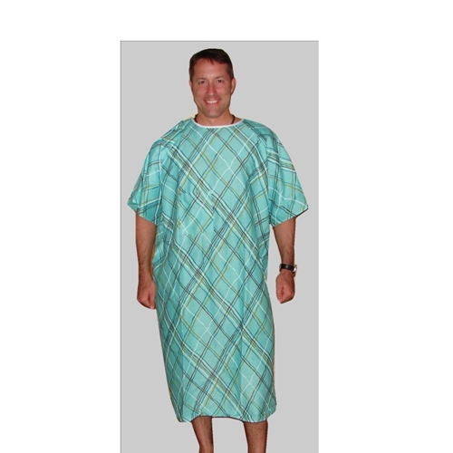 Green Hospital Gown IV Pocket with Shoulder Snaps (each)