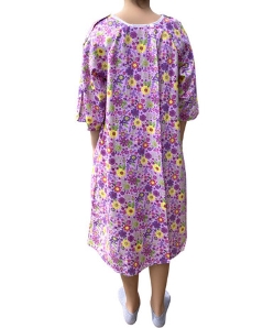Ladies 100% Cotton Patient Gowns 3/4 Sleeves Shoulder Snaps and IV Pocket - Imported - 2202PK-S/M-PNK