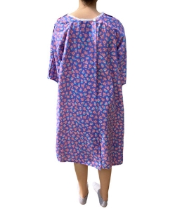 Ladies 100% Cotton Patient Gowns 3/4 Sleeves Shoulder Snaps and IV Pocket - Imported - 2202PK-S/M-PNK