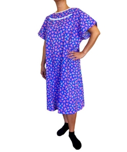 Ladies Poly/Cotton Hospital Gowns- Ladies Floral Designs - Imported - 2201PK-S/M-BFLY
