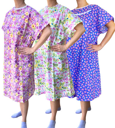 Ladies Poly/Cotton Hospital Gowns- Ladies Floral Designs - Imported 