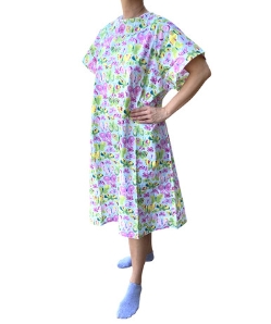 Ladies Poly/Cotton Hospital Gowns- Ladies Floral Designs - Imported - 2201PK-S/M-BFLY