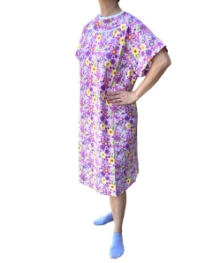 Ladies Poly/Cotton Hospital Gowns- Ladies Floral Designs - Imported - 2201PK-S/M-BFLY
