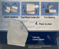 Illustration on how to use Napkleen disposable bibs or clothing protectors