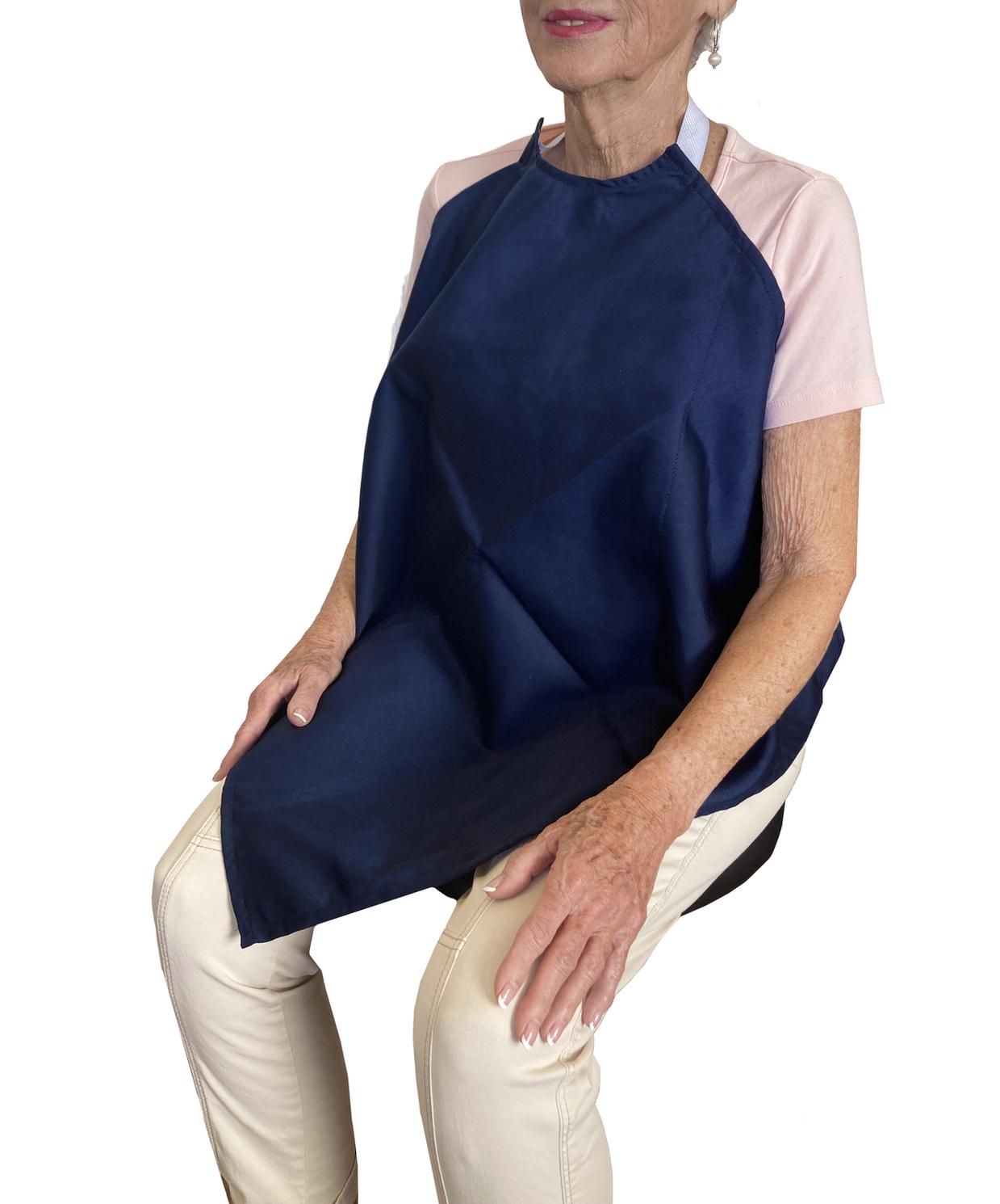 Navy Blue Napkin Adult Bib Spun Polyester Waterproof Back (Per Each)
