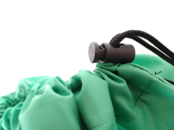 Closeup of toggle on our Large Green Heavy Duty Polyester Bag 30x40 420 Denier