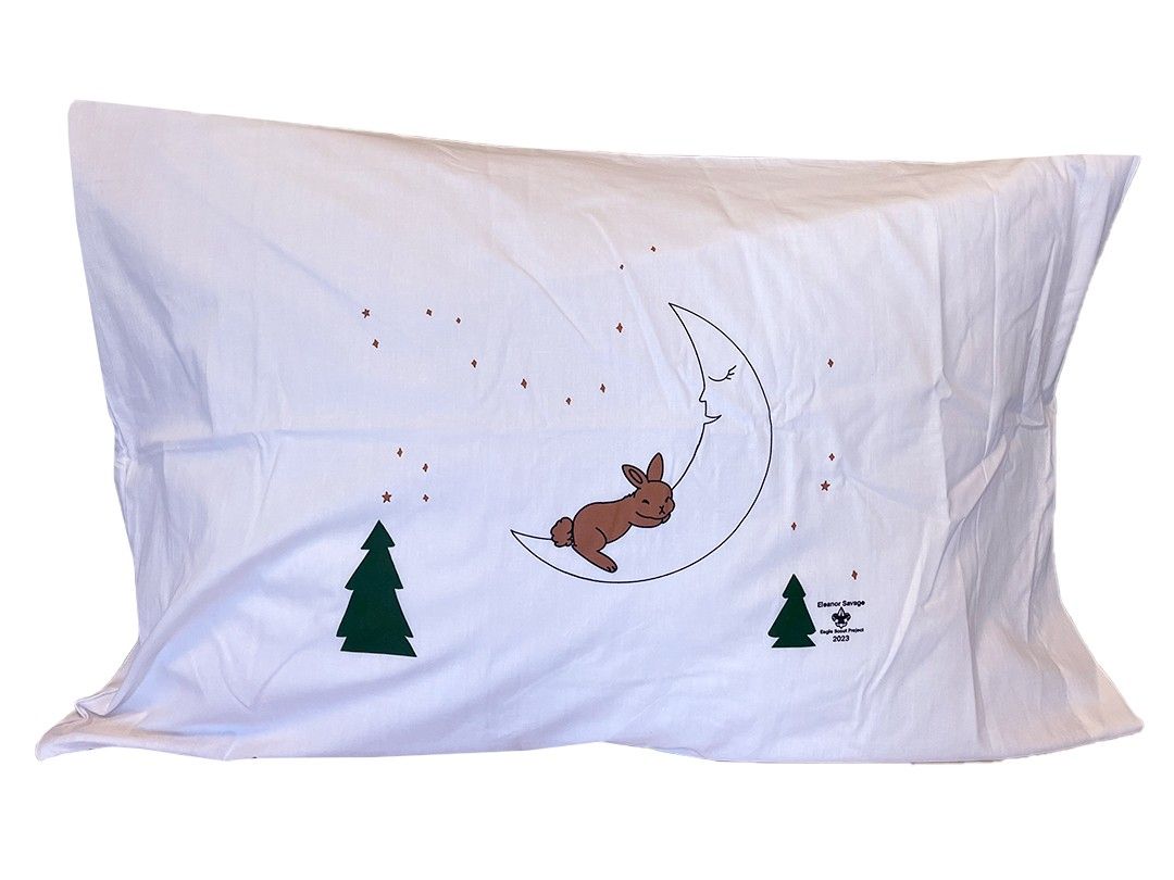 White Pillowcase with Bunny Print