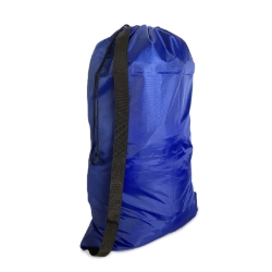 Medium Royal Blue Polyester Laundry Bag with Black Shoulder Strap