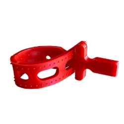 Closed Three-Hole Red Rubber Closure for Mesh Laundry Bags