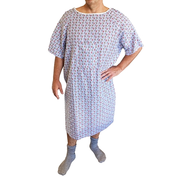 Shoulder Snaps Hospital Gown IV Pocket (each)