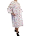 Front View of Soft Cotton Ladies Hospital Gown with Longer Sleeves and Floral Print