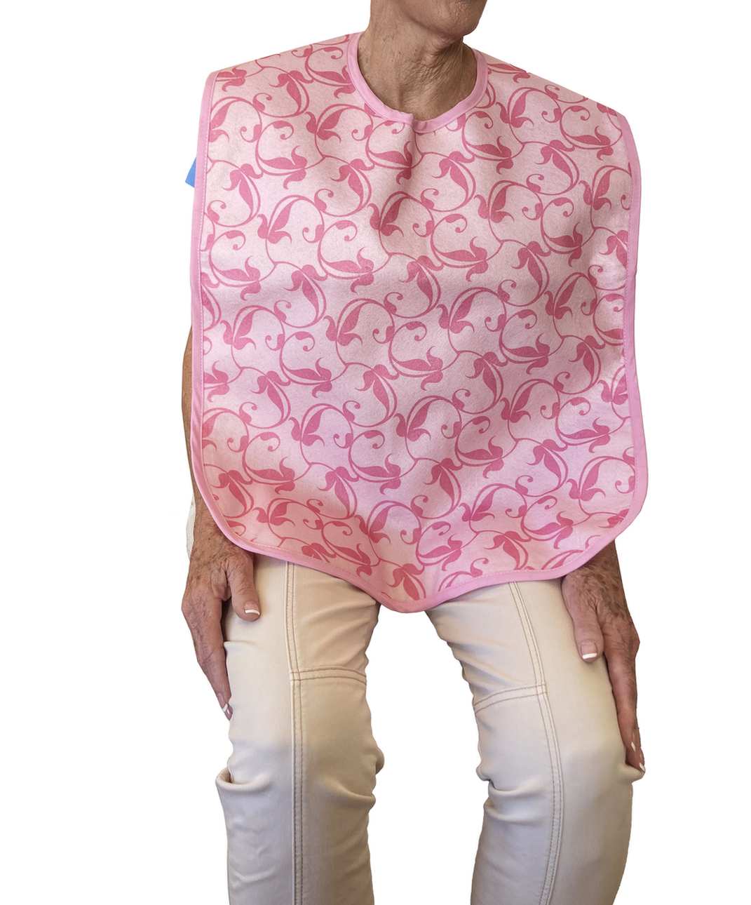 Women's Elegance Pink Adult Bib with Waterproof Vinyl Backing