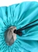 Closeup of Slip lock Toggle Closure on the Drawstring of the Teal Polyester Laundry Bag