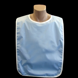 White Adult Bib 18"x30" Terry Cloth with Full Vinyl Waterproof Back Barrier (Each)