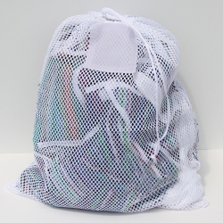 White Mesh Net Draw String Laundry Bags 18" x 24"