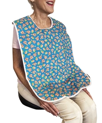 Blue Floral Print Womens Quilted Adult Bib