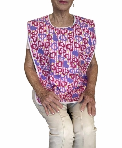 Women's Quilted Adult Bib in Pink with Hearts