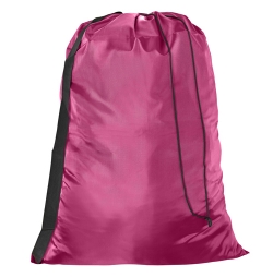 Burgundy Polyester Laundry Bag with Carry Strap - Nylon like