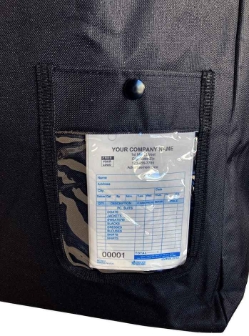 Clear Invoice Pocket on Black Wash and Fold Bag 4.5"x5"