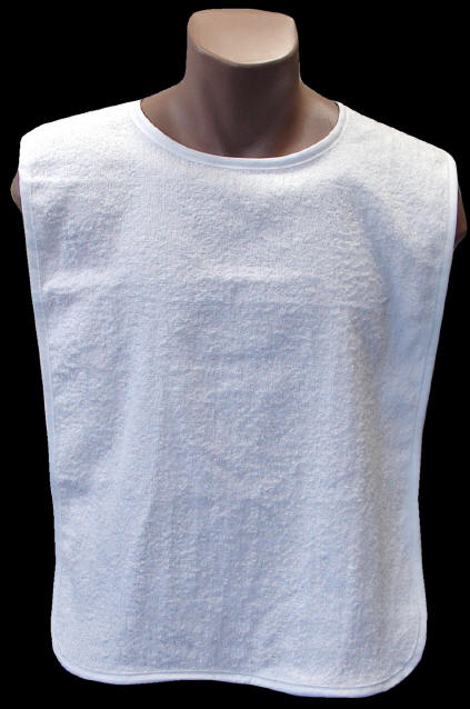 Adult Bib White Various Neck Closures (Per Dozen)