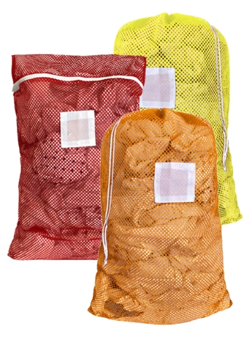 Closeup of zipper on a mesh laundry bag