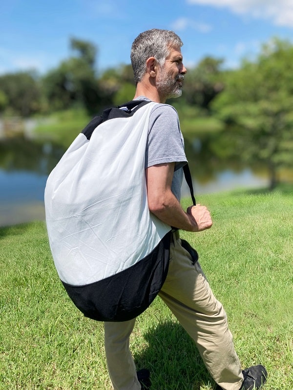 Canvas Laundry Bag with Shoulder Strap Back View