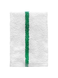 Green Center Stripe washcloths, white towels, premium towels and washcloths, hotel towels, blended towels, middle range towels, motel towels, healthcare towels