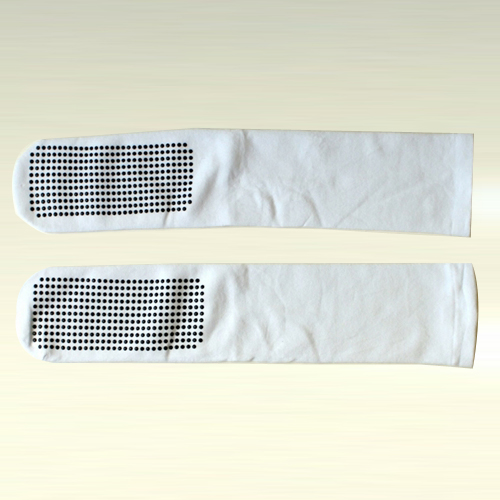 Long White Non Slip Socks with Black Dotted Treads