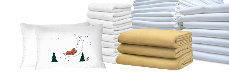 Stack of linens with roses on top